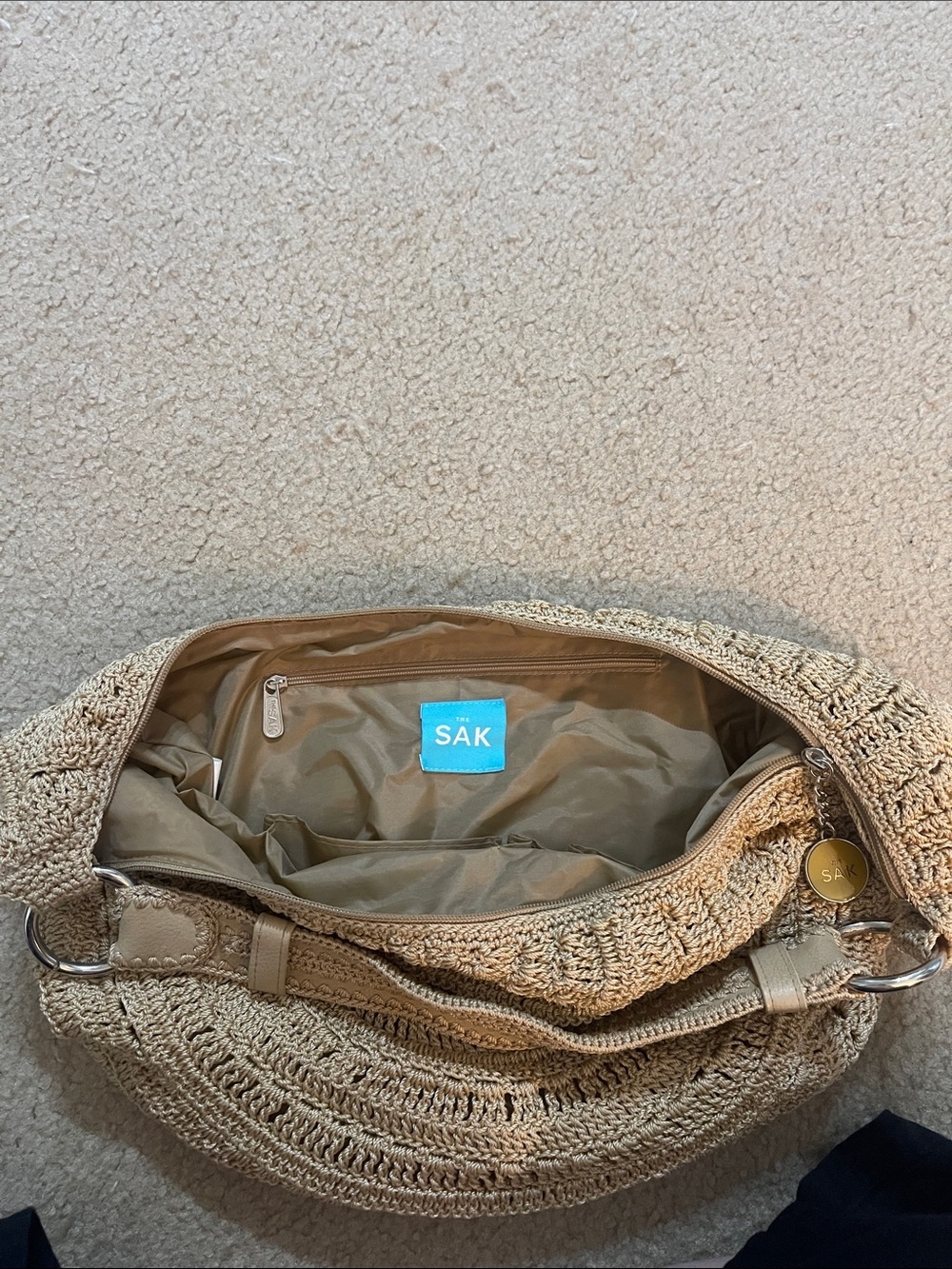 The Sak Woven Crescent Shoulder Bag in Natural Beige - Picture 6 of 7